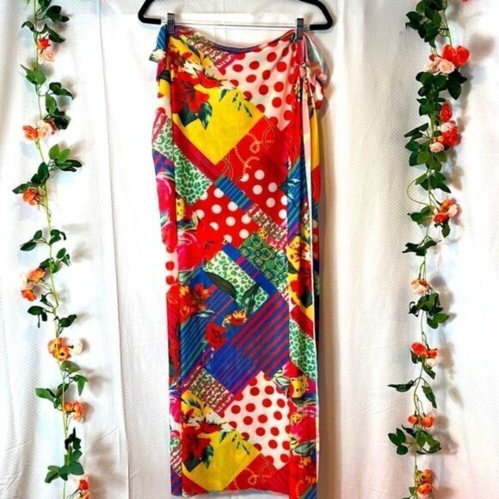 Micas Floral Print Sheer Mesh Swimsuit Coverup L